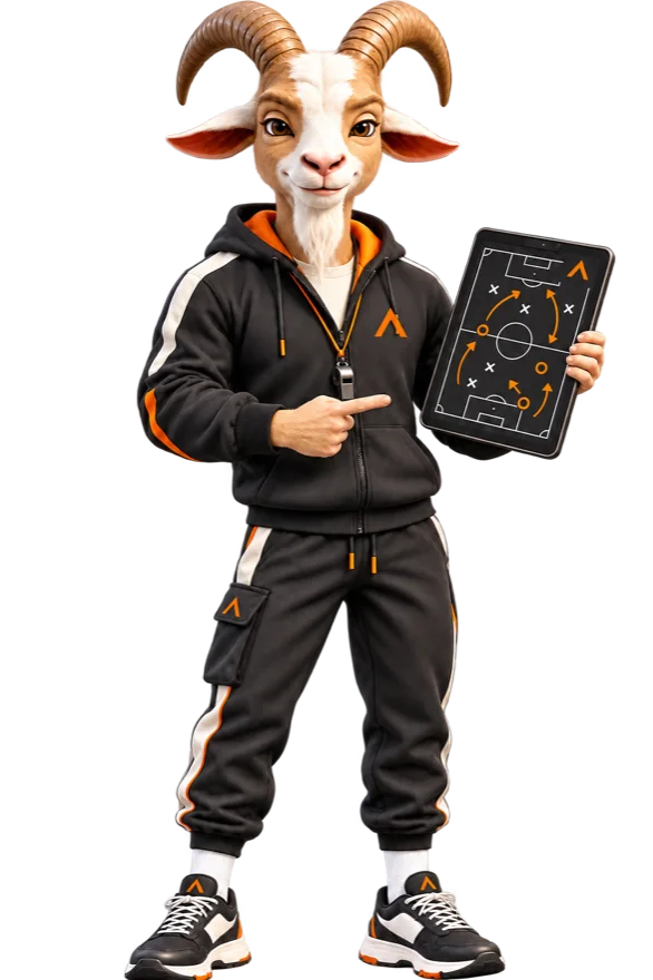 Athleplan goat pointing at a tactics board
