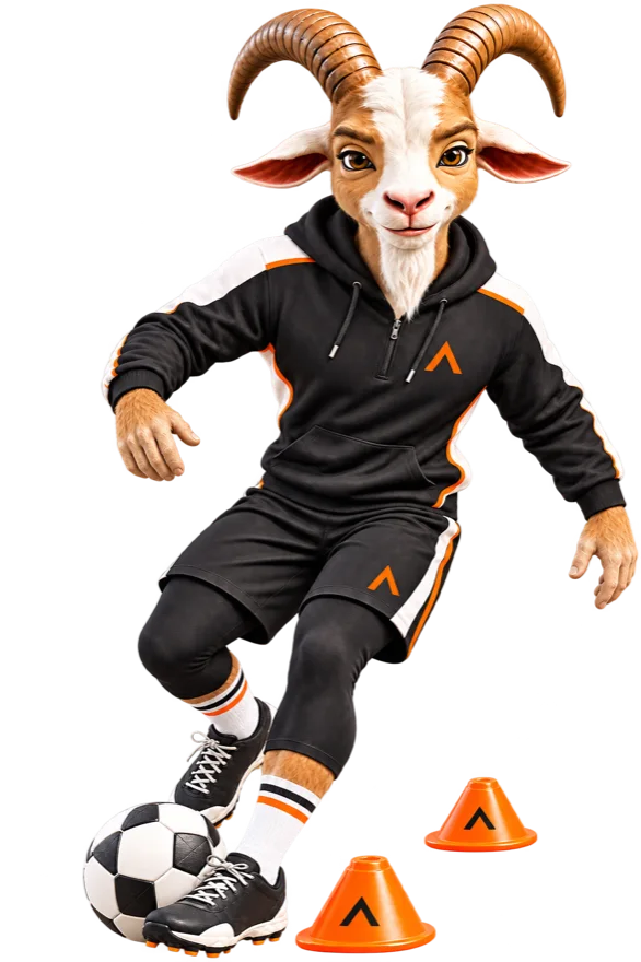 Athleplan goat dribbling a ball around cones
